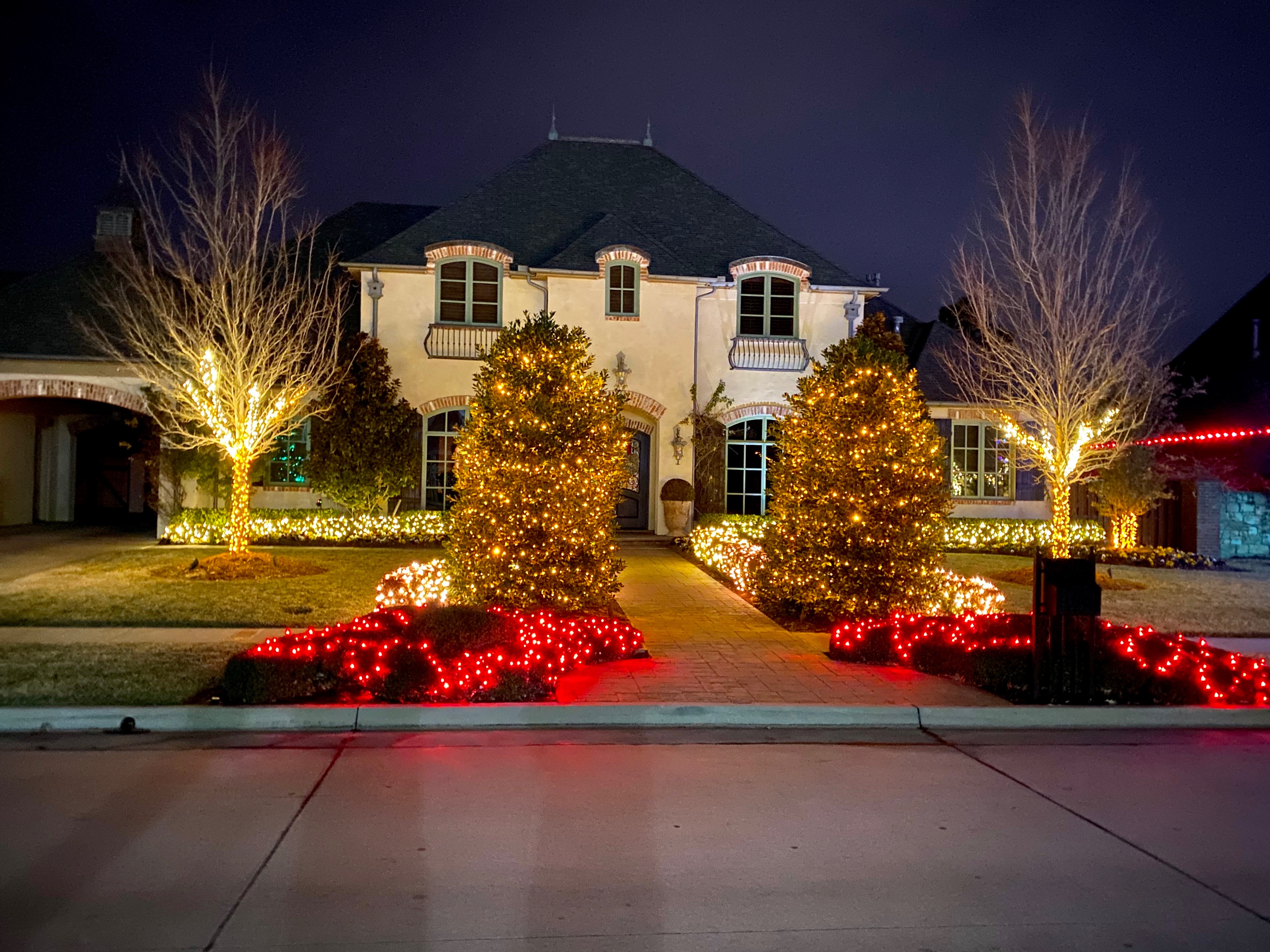 Luxury Christmas light installation showcasing our premium high-end lighting services for Oklahoma City homes and businesses