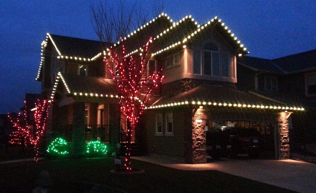 Professional Christmas light installation on a beautiful Oklahoma City home