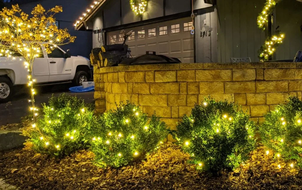 Custom bush lighting design for holiday displays in OKC